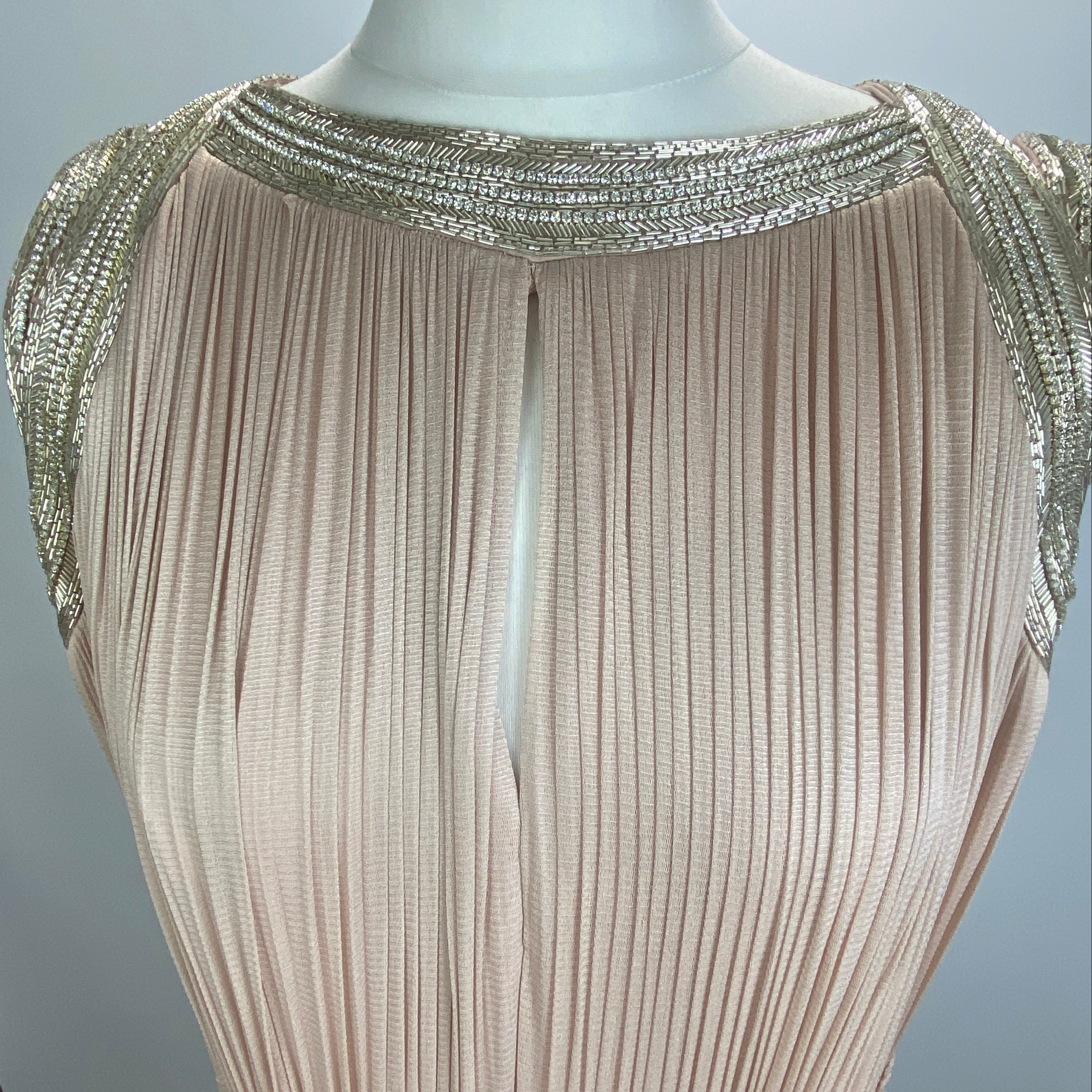 Amanda Wakeley Nude Silk Embellished Maxi Dress XL