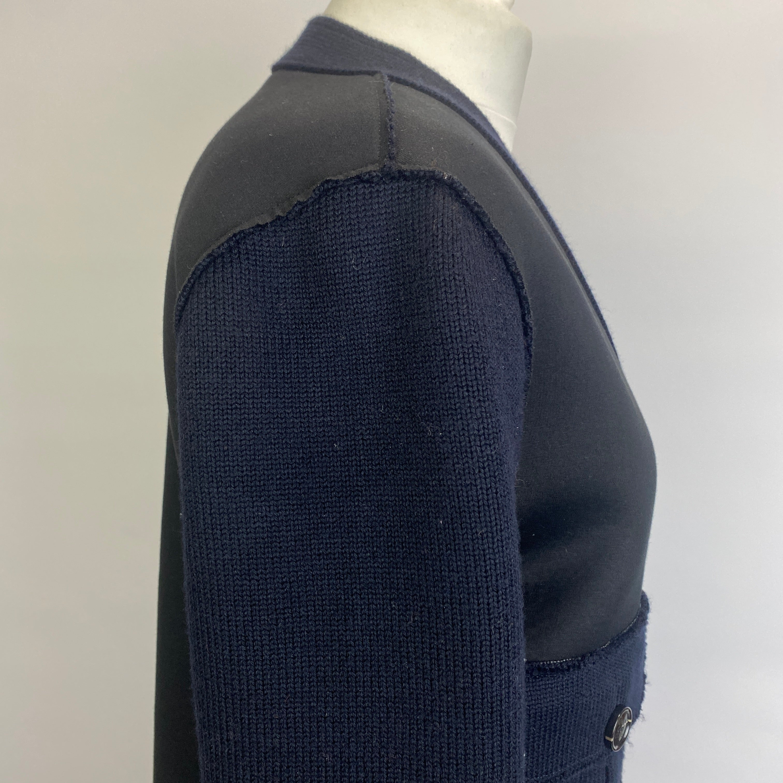 Nina Ricci Navy Black Wool Utility Cardigan Sweater M
