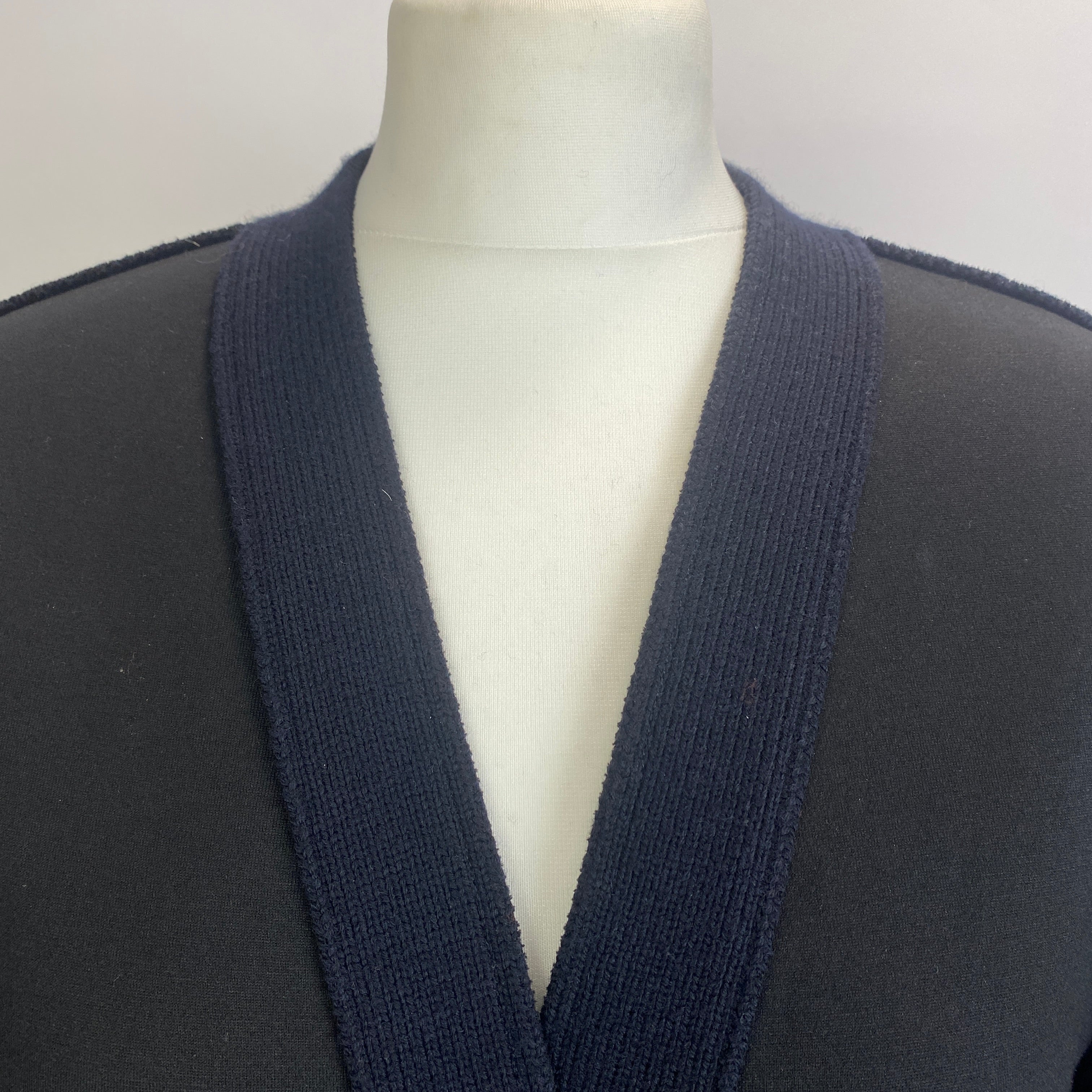 Nina Ricci Navy Black Wool Utility Cardigan Sweater M