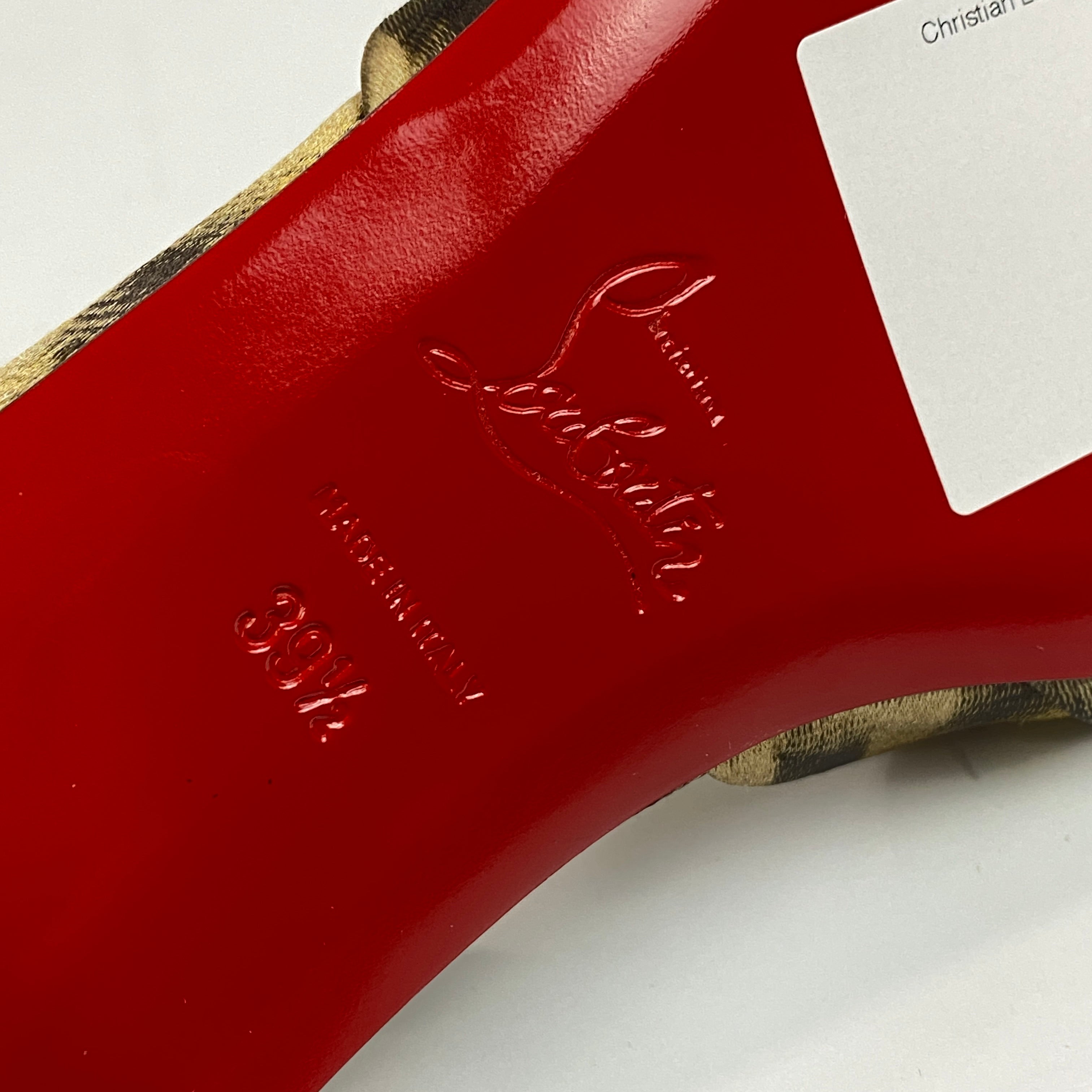 Christian Louboutin New £1100 Leopard Silk Cordelina Slingbacks 39.5