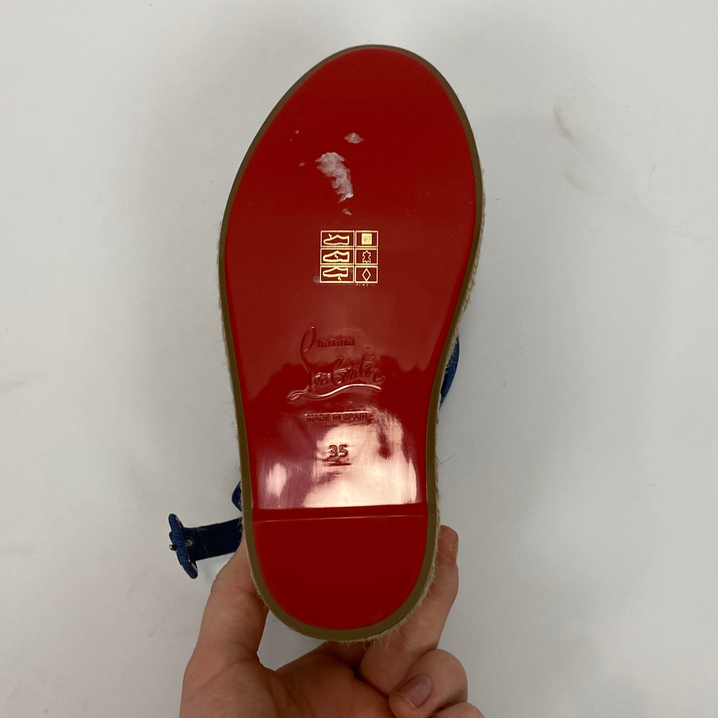 Christian Louboutin New £735 Mariza Zeppa Canvas Espadrille Sandals 35