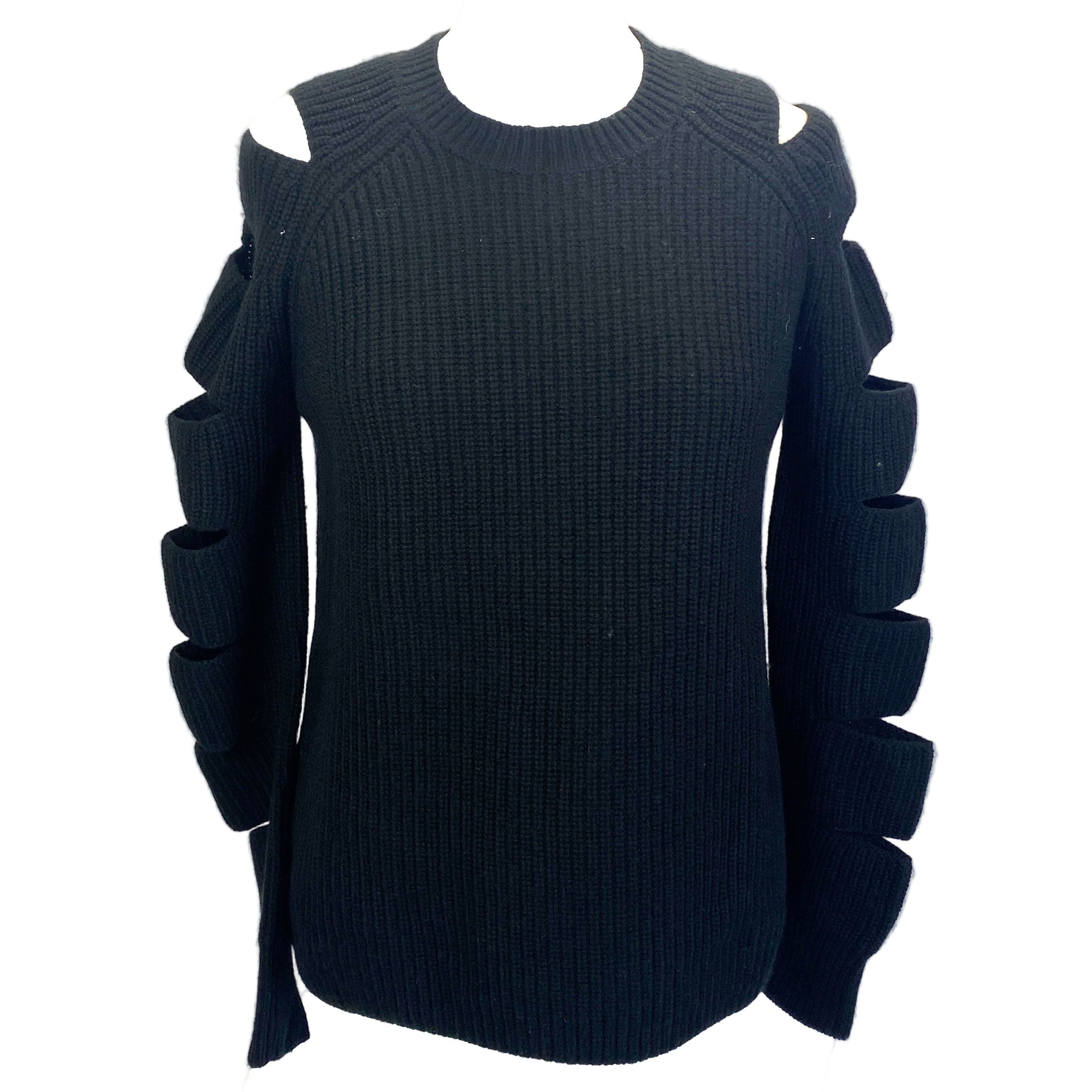 Zoe Jordan £345 Black Cashmere Mix Cutaway Sleeve Sweater S/M