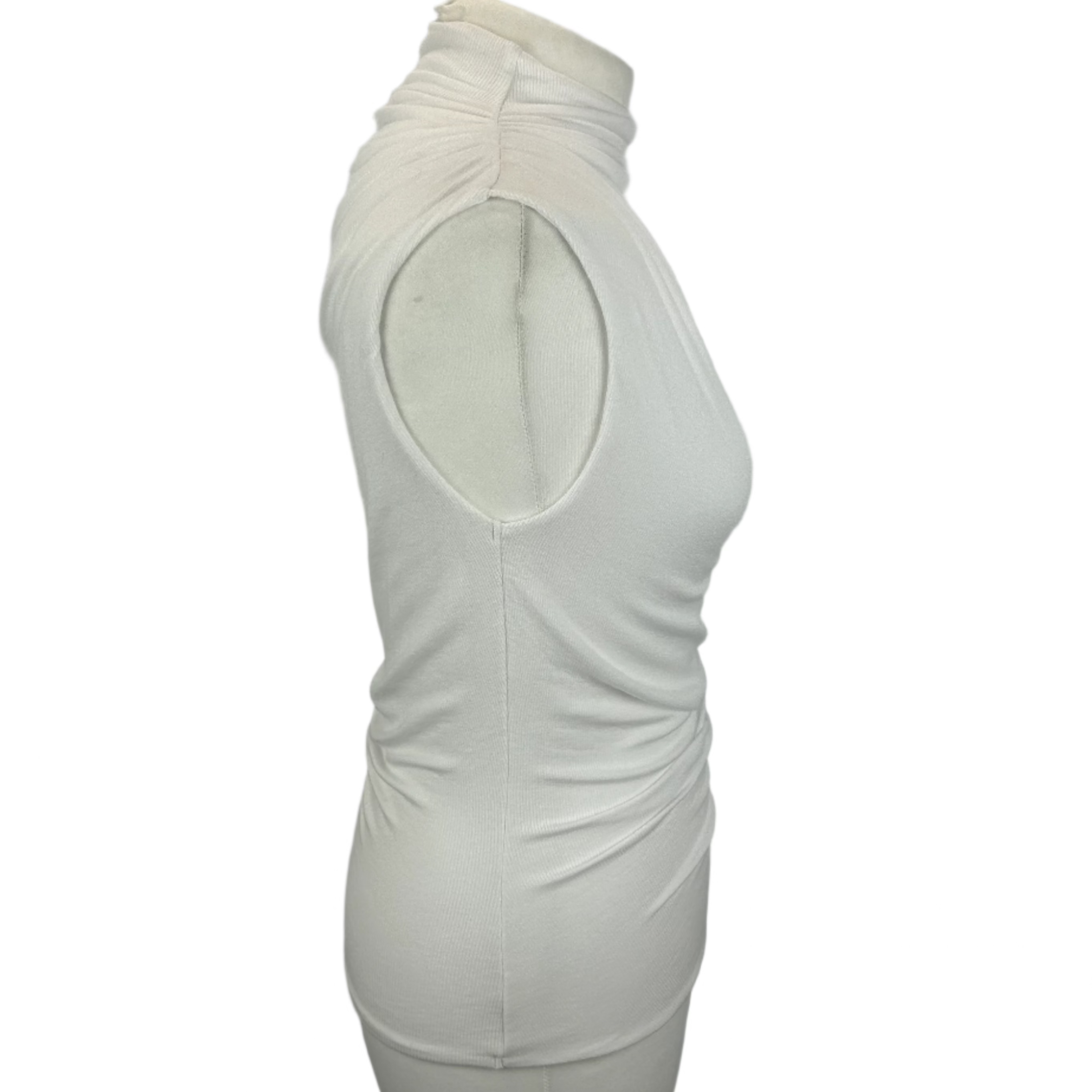 Veronica Beard £240 White Jersey Ruched Sleeveless Top S