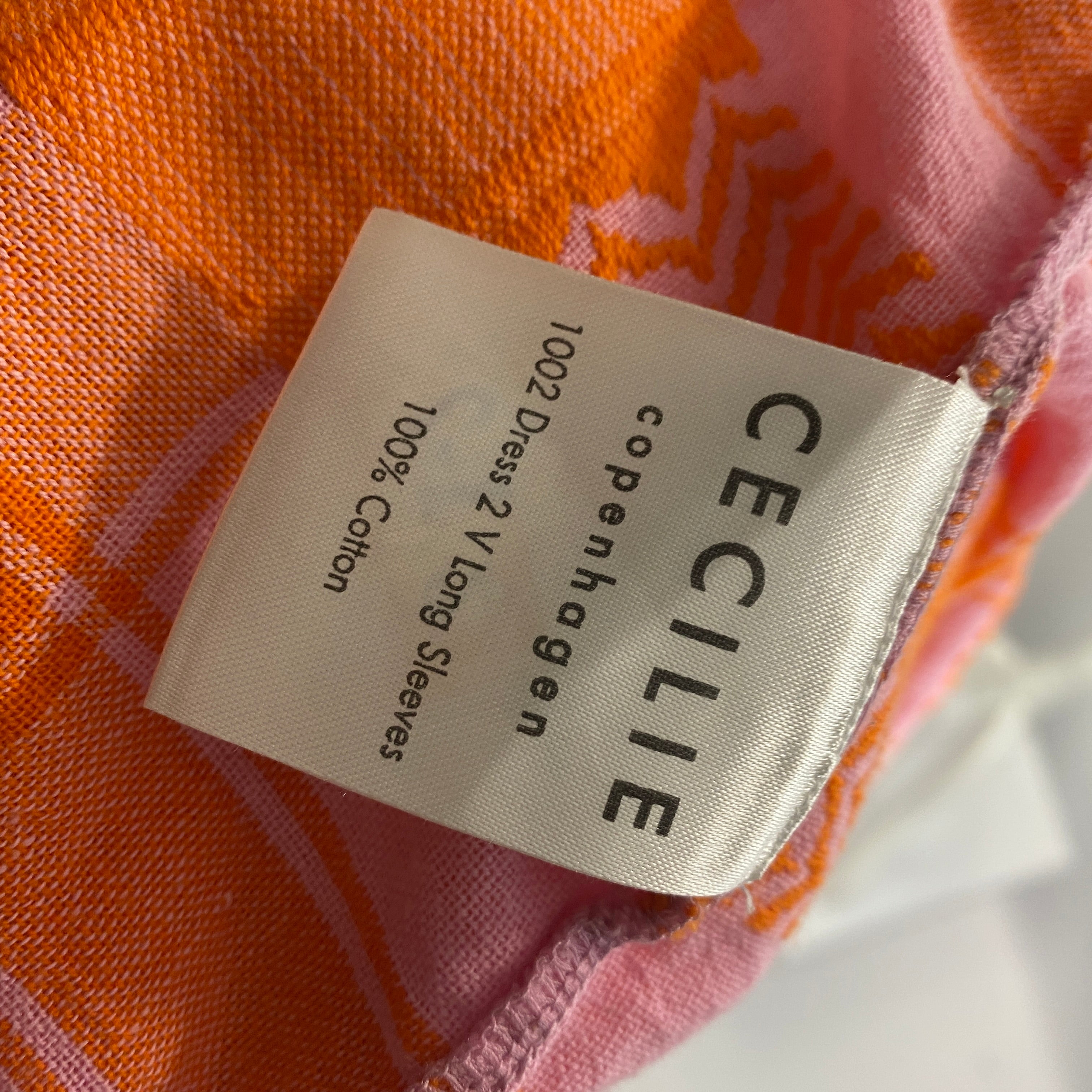 Cecilie Copenhagen Pink & Orange Weave Cotton Midi Dress L