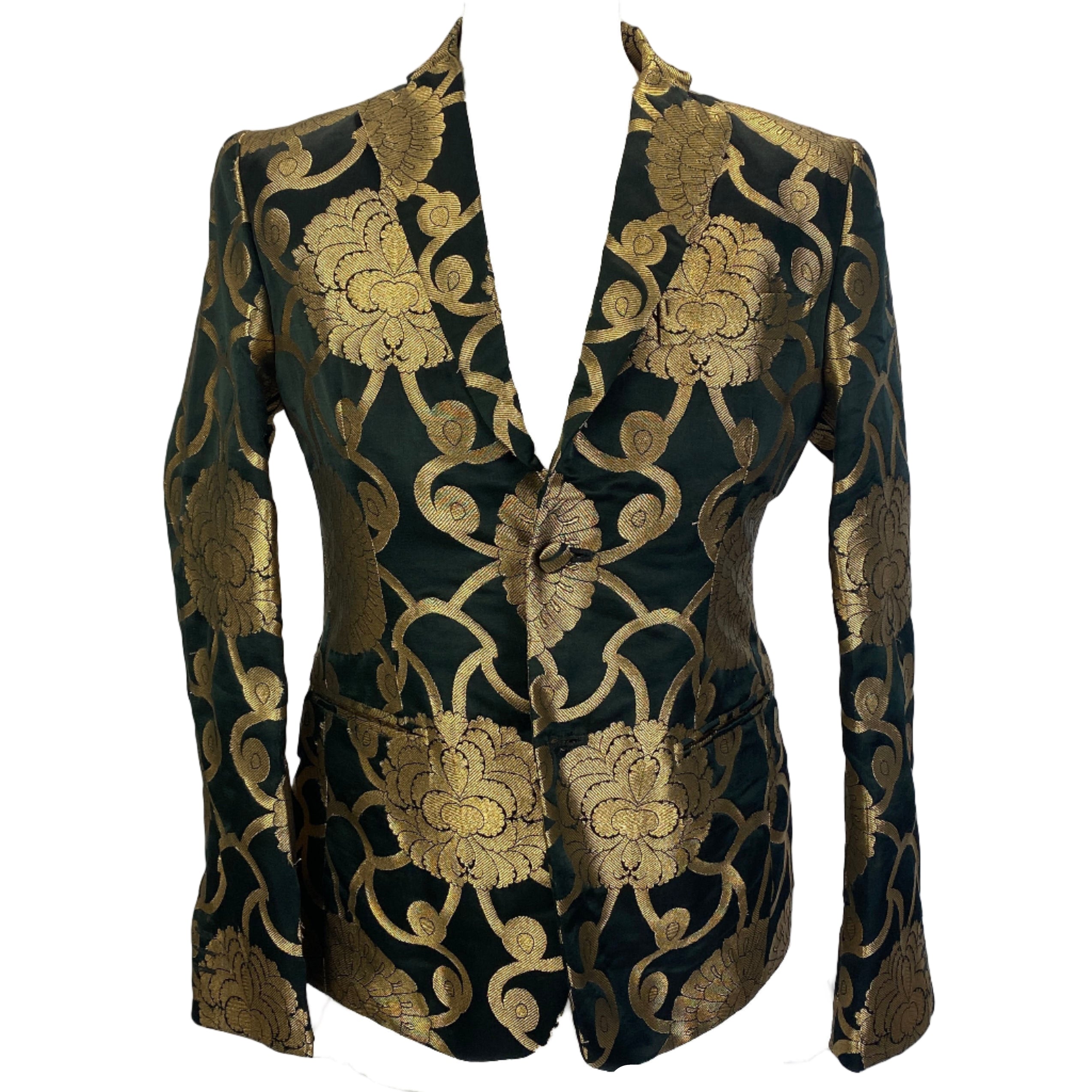 Idli by Thierry Journo Black & Gold Brocade Silk Jacket S