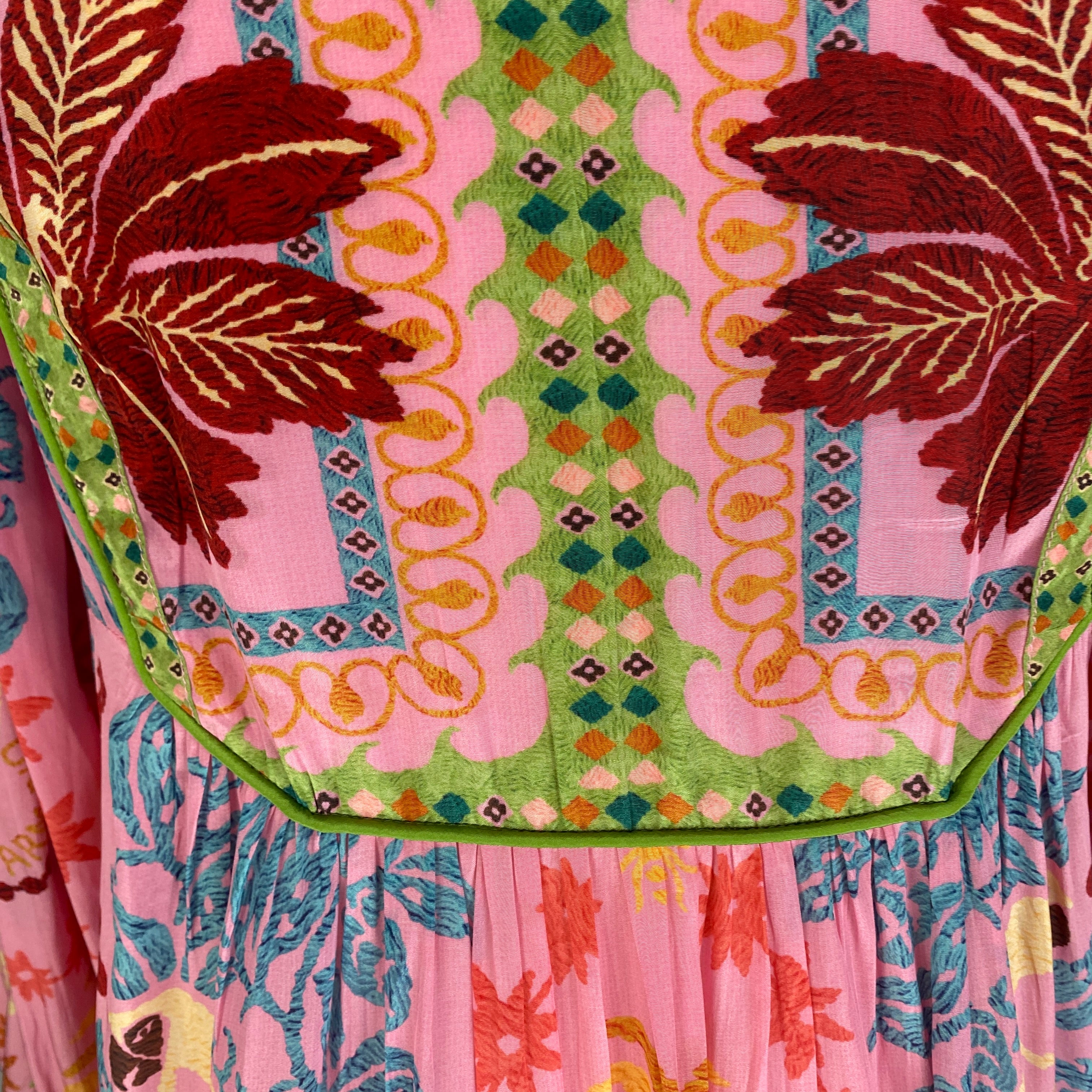 Farm Rio Pink Floral Print Silky Maxi Dress M