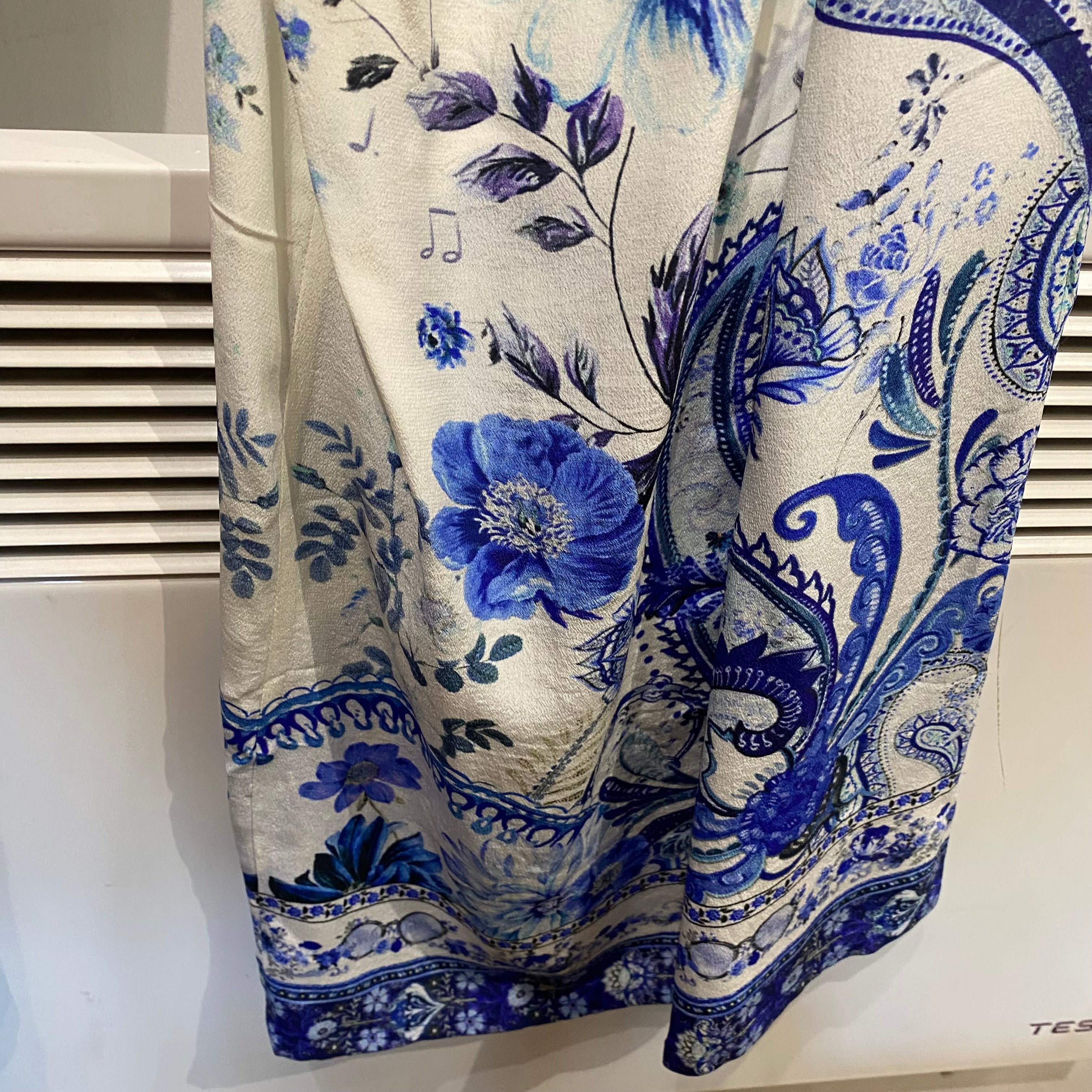 Camilla £600 Blue & Ivory Silk Bandeau Jumpsuit S