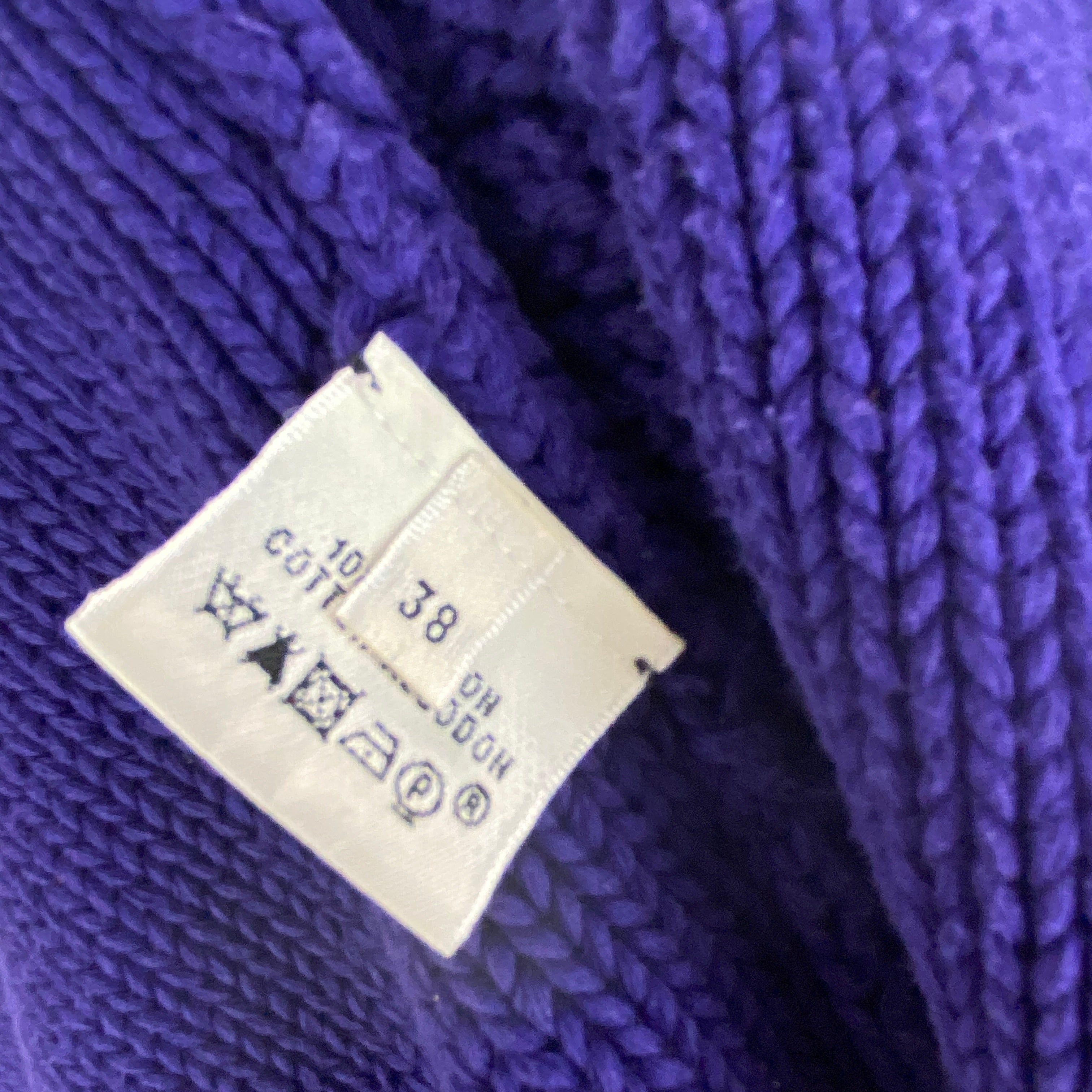 Hermes Vintage Amethyst Cotton Cable Knit Cardigan XS