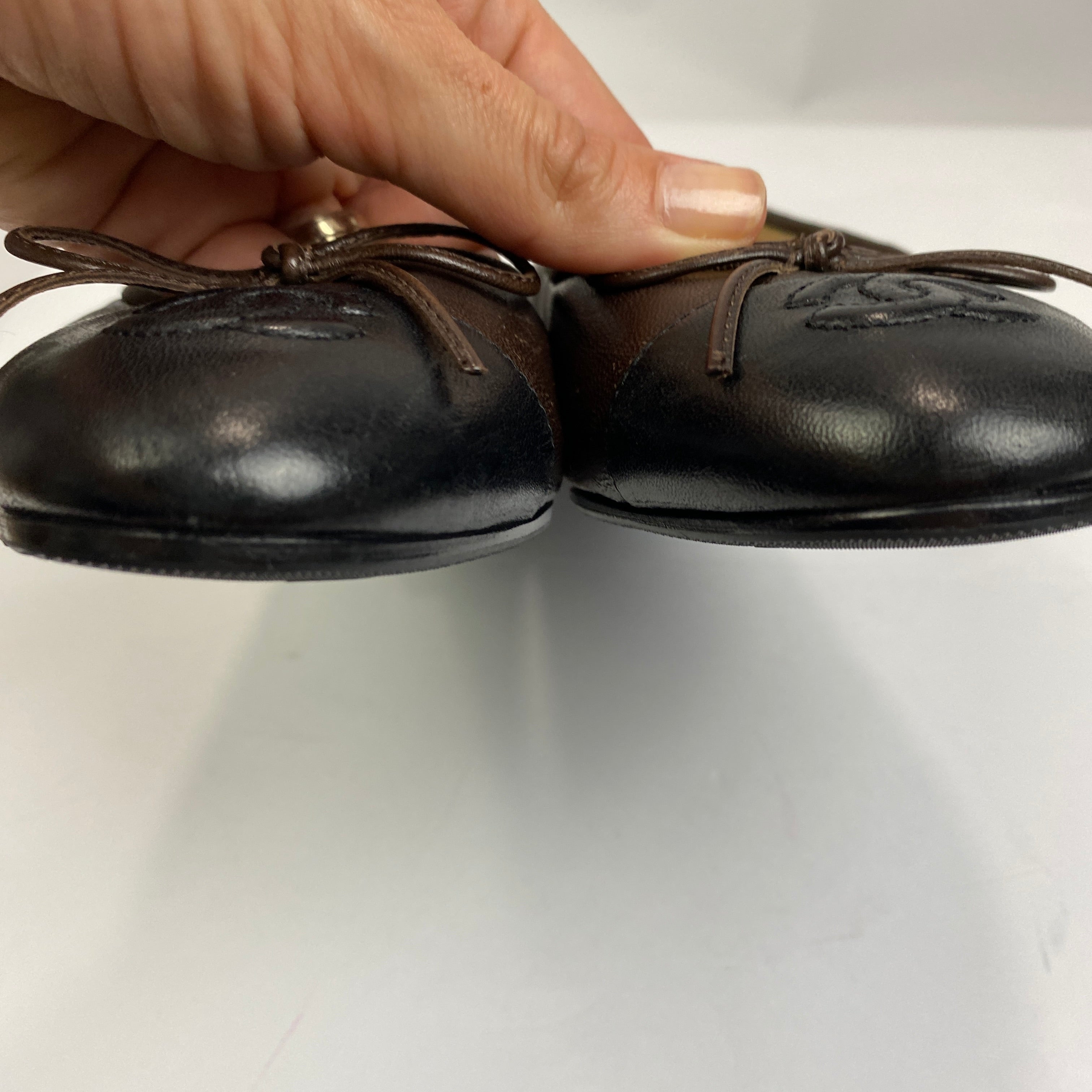 Chanel Brown & Black Classic Ballet Pumps 37