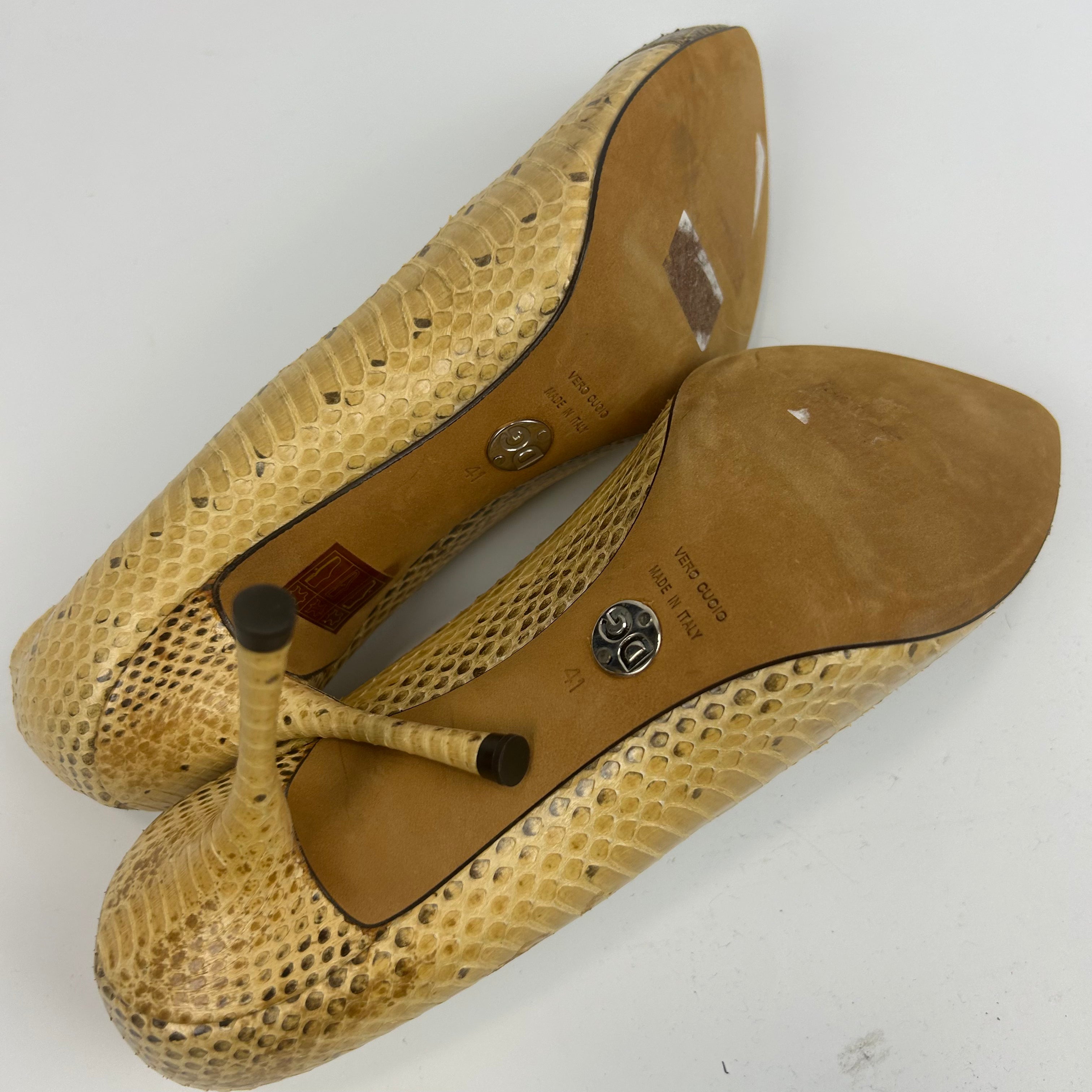 Dolce & Gabbana New Yellow Marl Python Heels 41