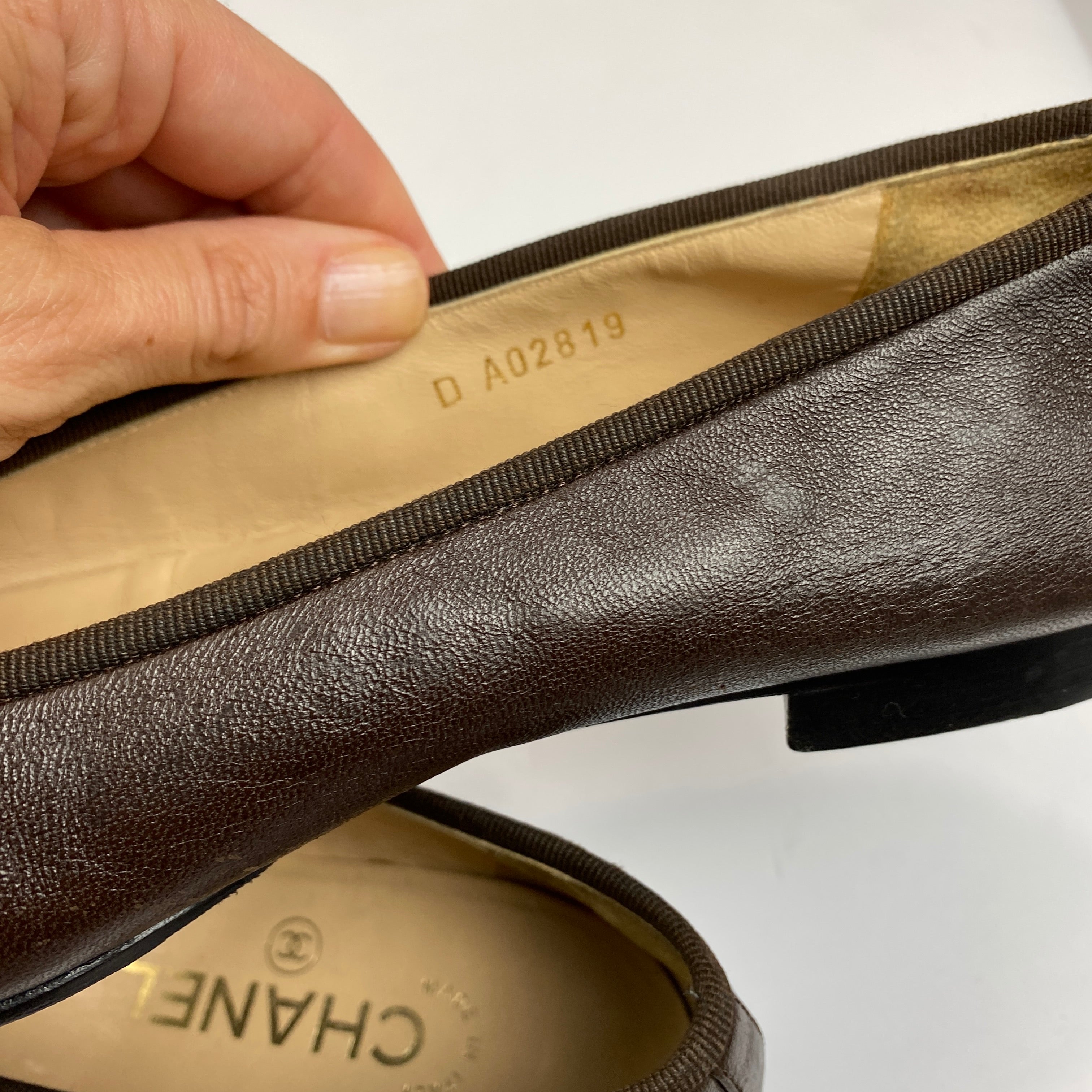Chanel Brown & Black Classic Ballet Pumps 37