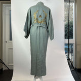 Cofur Denmark Brand New Teal Embroidered Linen Robe XS/S/M/L