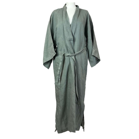 Cofur Denmark Brand New Teal Embroidered Linen Robe XS/S/M/L