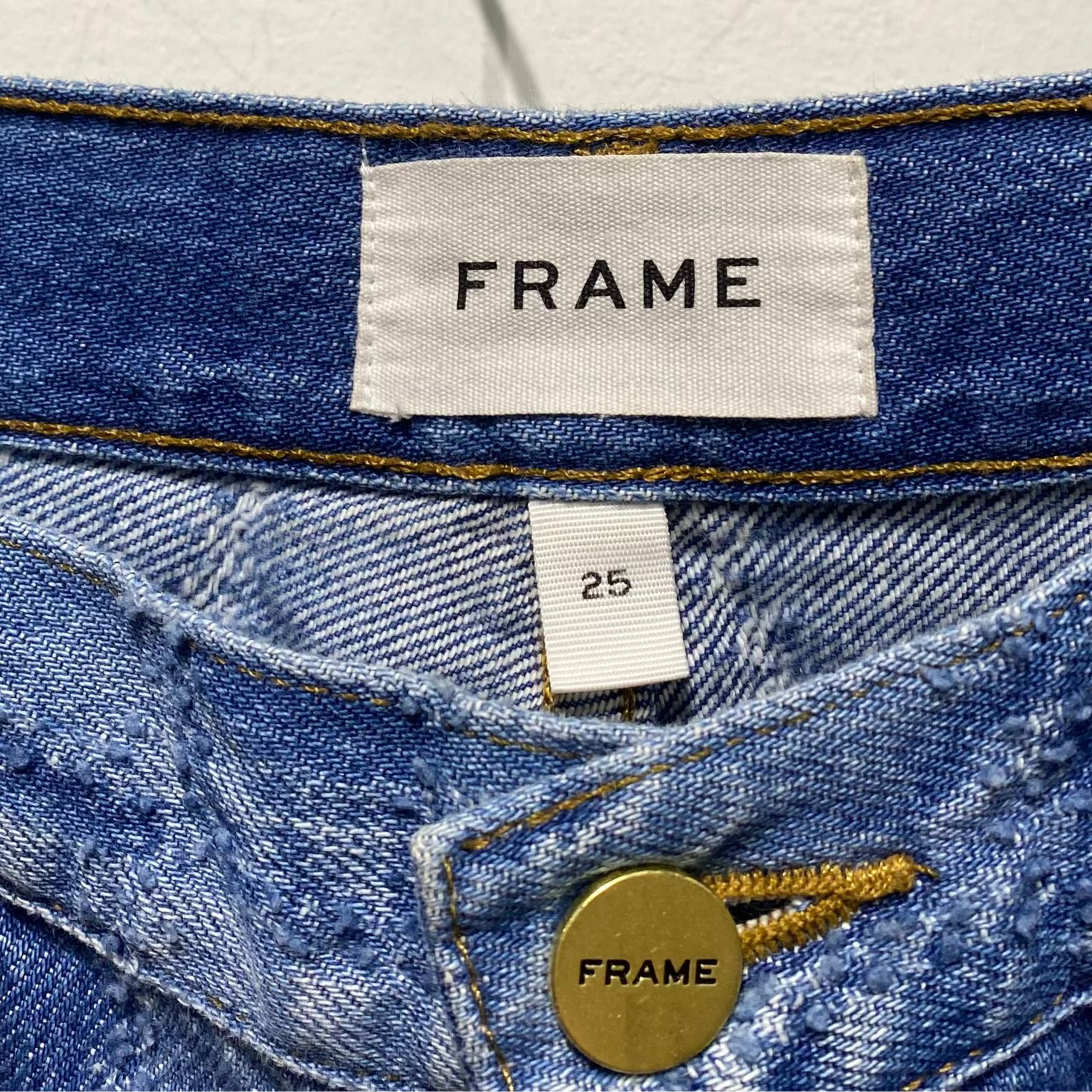 Frame Blue Patchwork Le High Straight Jeans 25