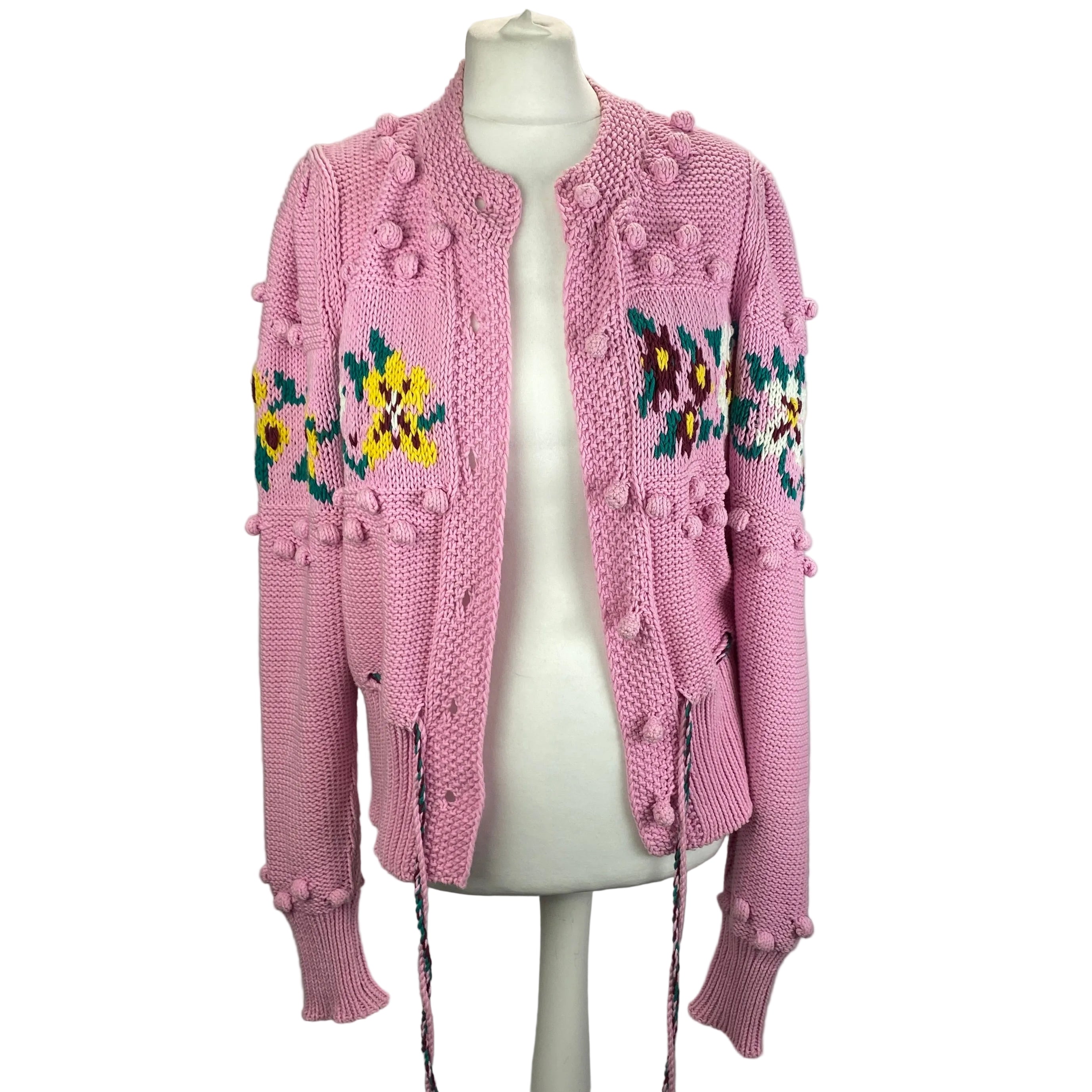 Hayley Menzies Pink Embroidered Cotton Gladys Cardigan S/M