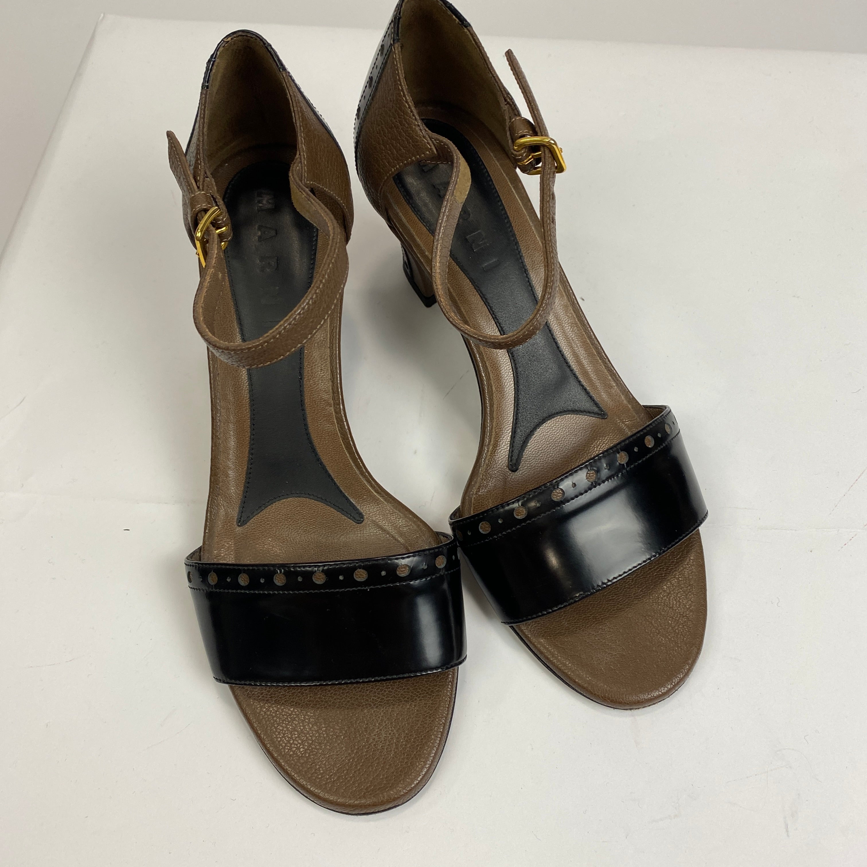 Marni Black & Brown Open Toe Sandals 38