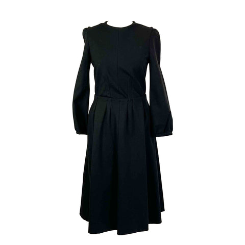 Rochas £900 Simple Black Flared Midi Dress XS