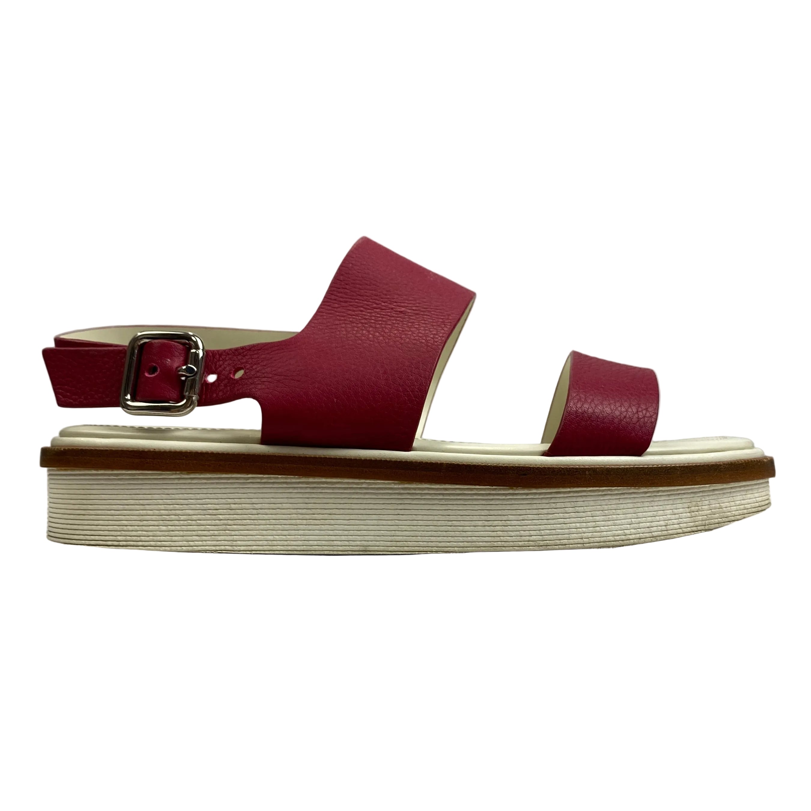 Tod's Raspberry Leather Flatform Sandals 38