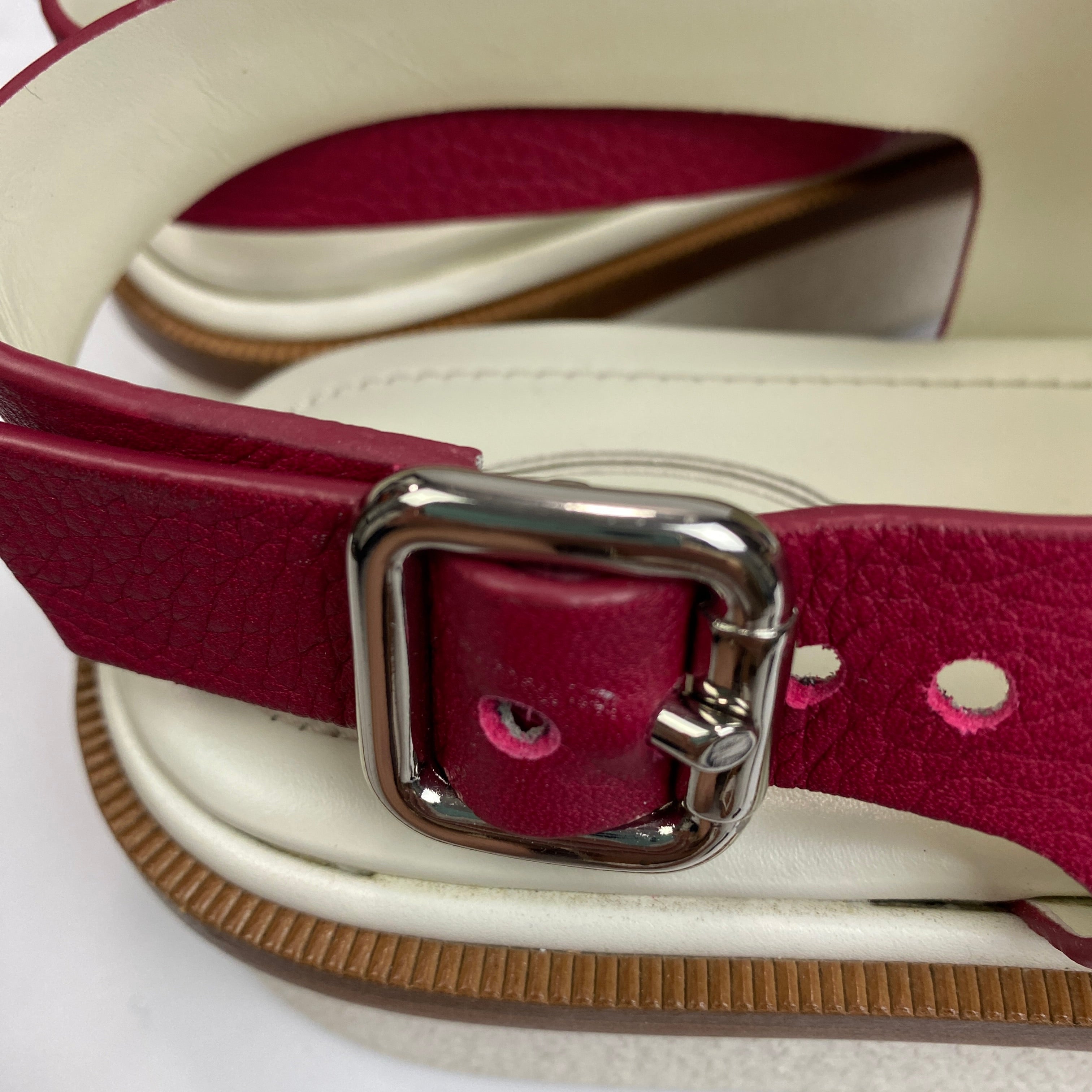 Tod's Raspberry Leather Flatform Sandals 38