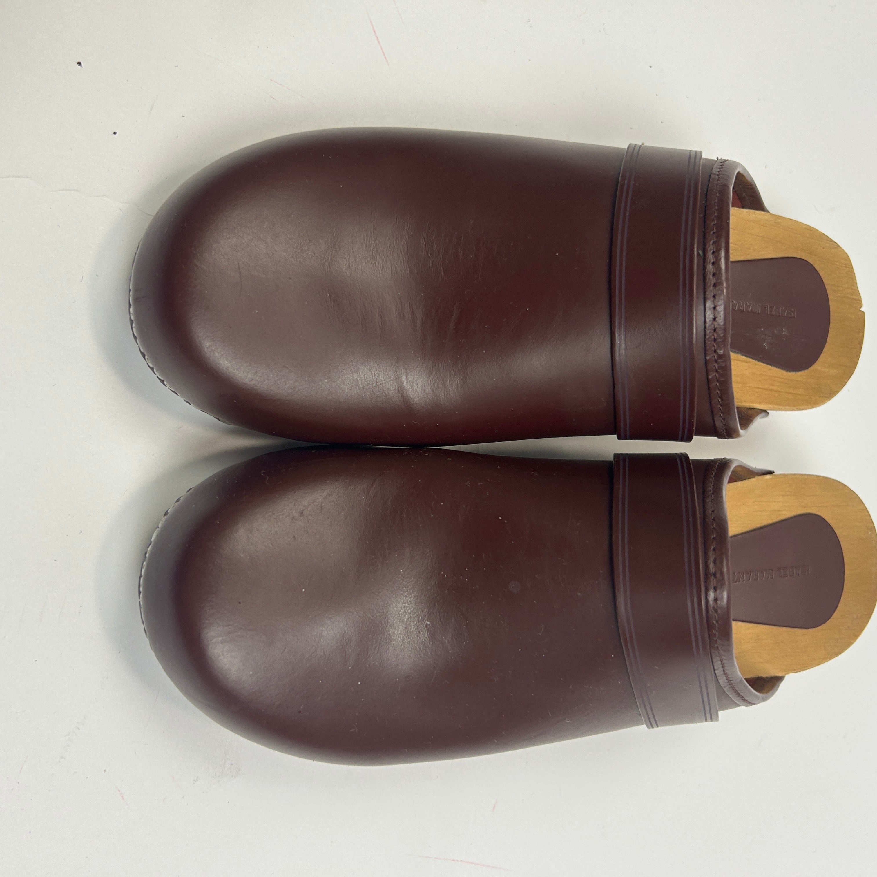 Isabel Marant Oxblood Leather Clogs 36