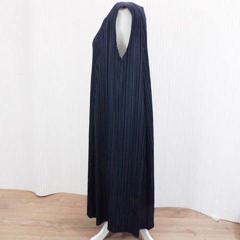 Pleats Please_£500 Midnight Plisse Sleeveless Maxi Dress_Sz5 XS/S/M/L/XL
