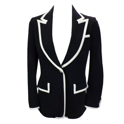 Gucci Black Crepe & Ivory Grossgrain Cady Jacket XS