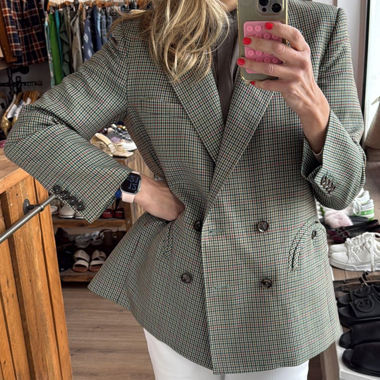 Blaze Milano £1475 Teal Check Wool Everynight Blazer M