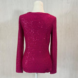 Oscar De La Renta Flamingo Pink Sequin Sweater M/L