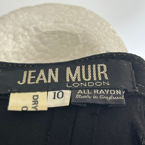 Jean Muir Vintage 70s Black Rayon Topstitched Top XS/S