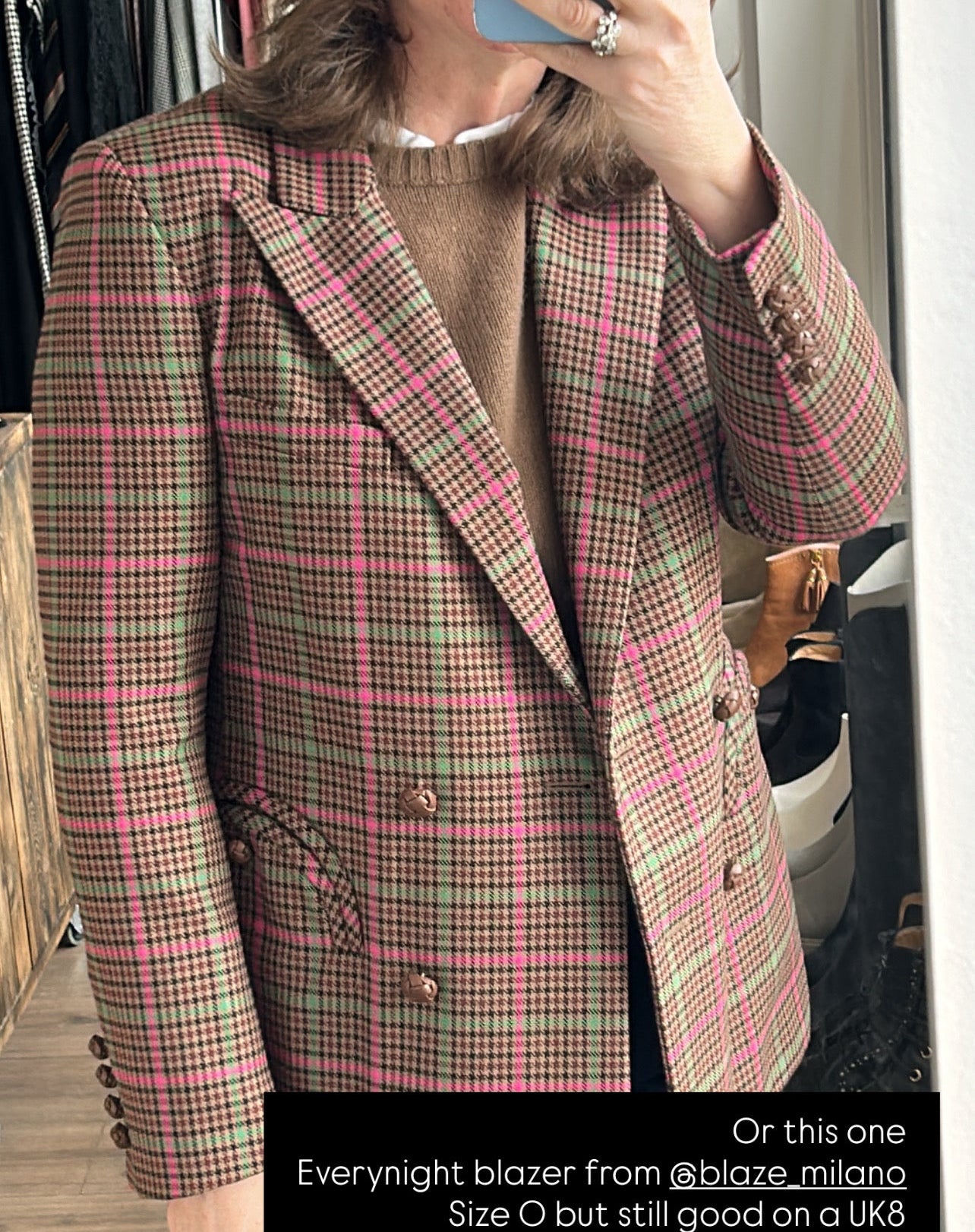 Blaze Milano £1450 POW Check Wool & Cotton Everynight Blazer XS/S