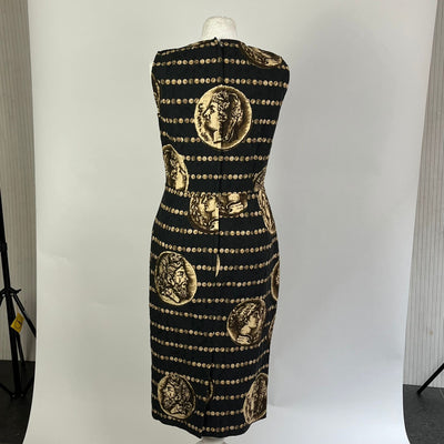 Dolce & Gabbana Black Coin Print Stretch Cotton Shift Dress M