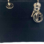 Dior £4200 Black Canvas Lady D-Lite Medium Bag & Two Straps