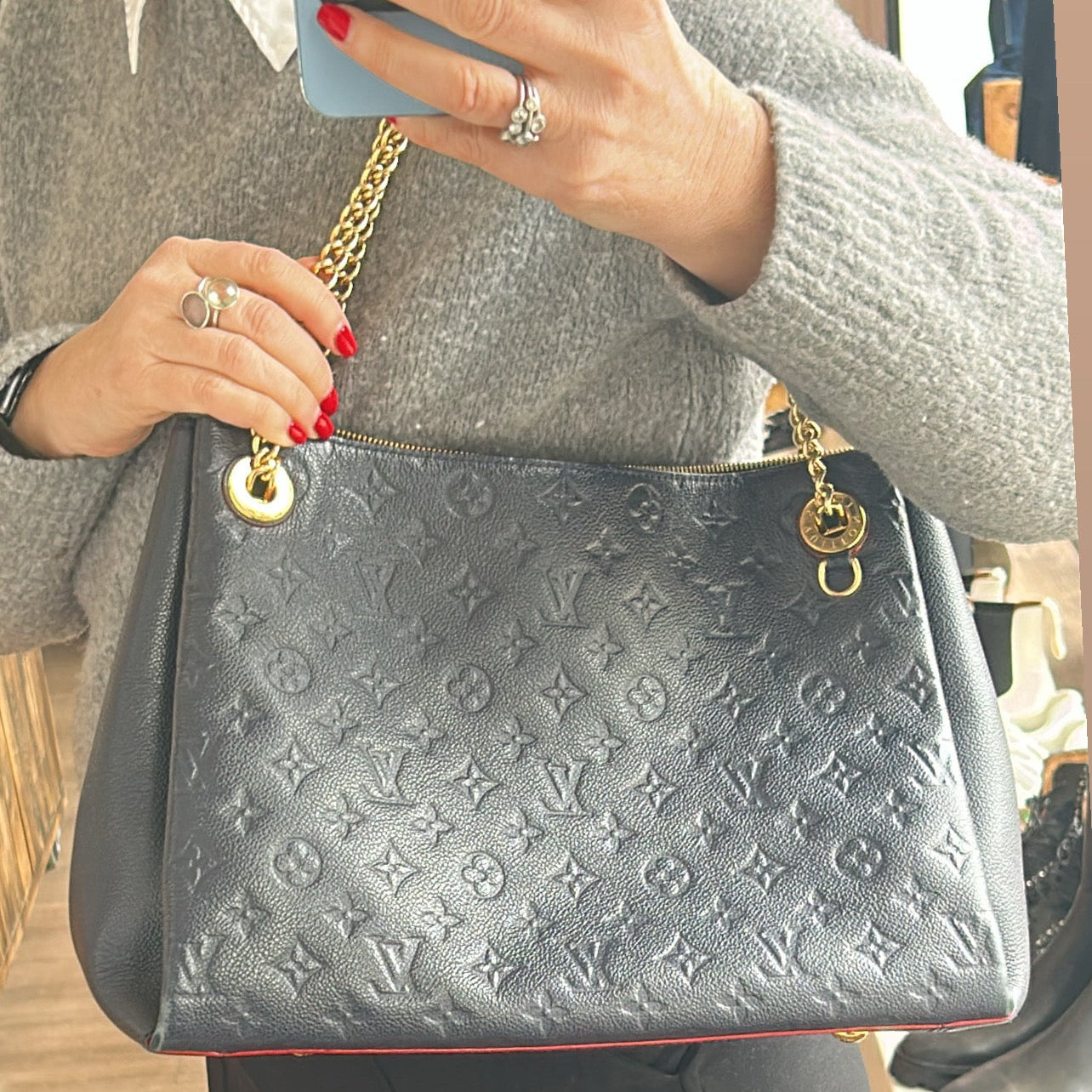 Louis Vuitton £2070 Marine Embossed Leather MM Surene Tote Bag