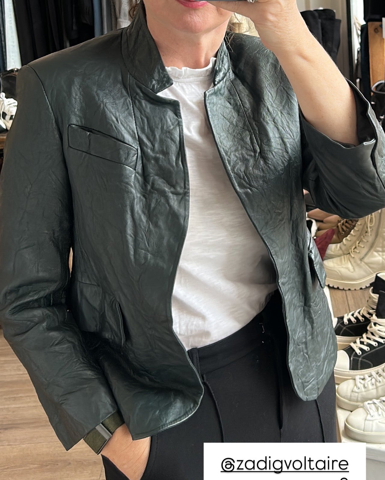 Zadig & Voltaire New £665 Forest Green Veryn Leather Jacket S