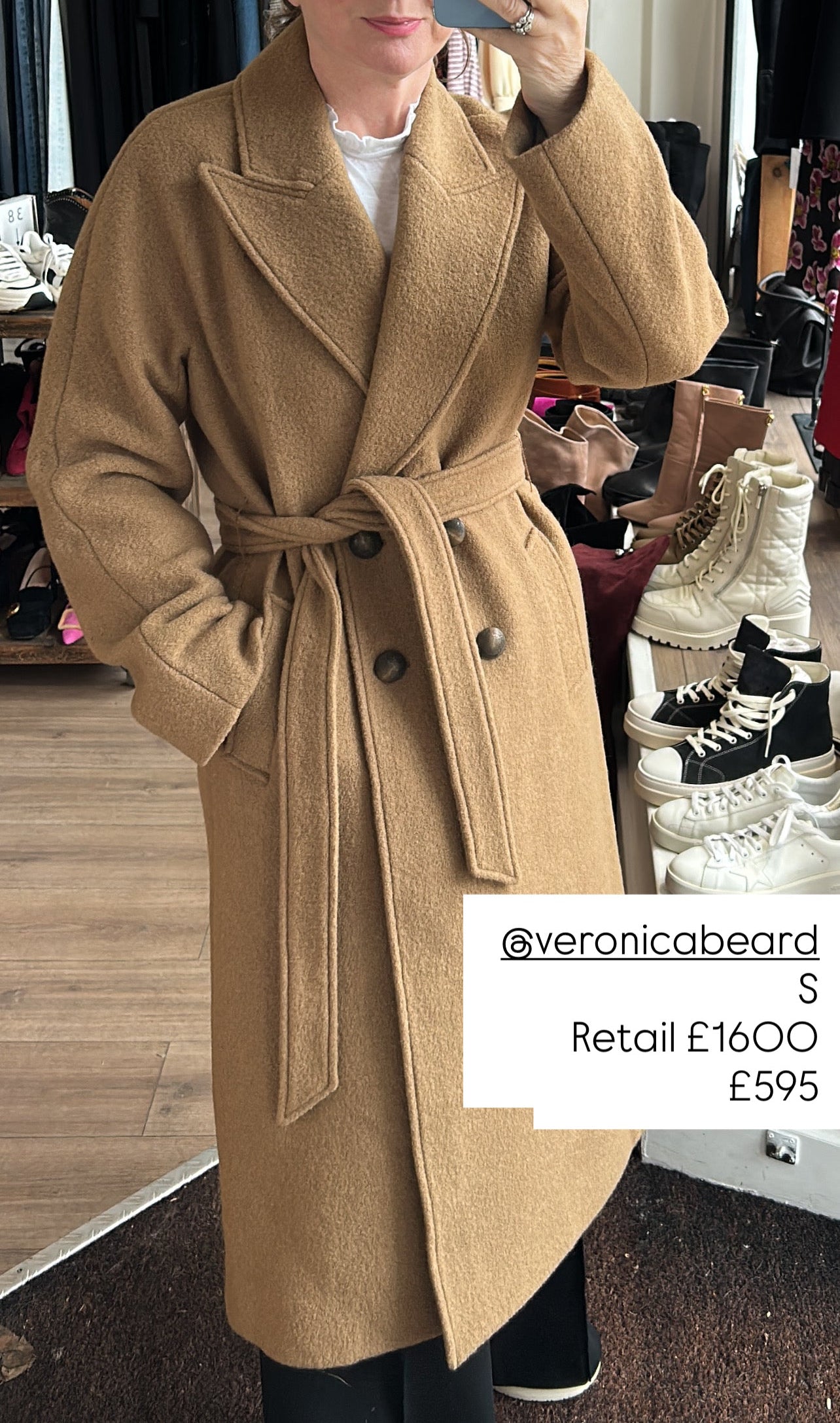 Veronica Beard New £1600 Camel Boucle Wool Della Dickey Coat S