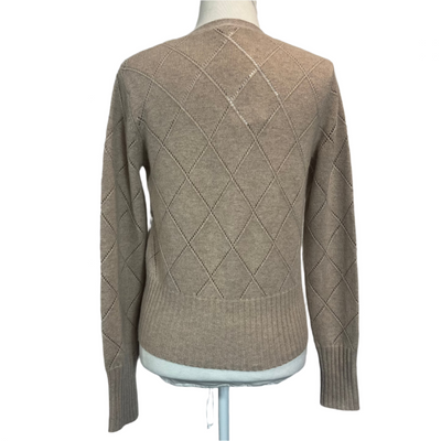 Max Mara Sand Argyle Wool & Cashmere Cardigan M