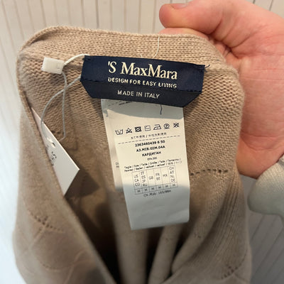 Max Mara Sand Argyle Wool & Cashmere Cardigan M