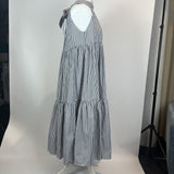 Asceno £400 Midnight & White Stripe Cotton Maxi Dress L