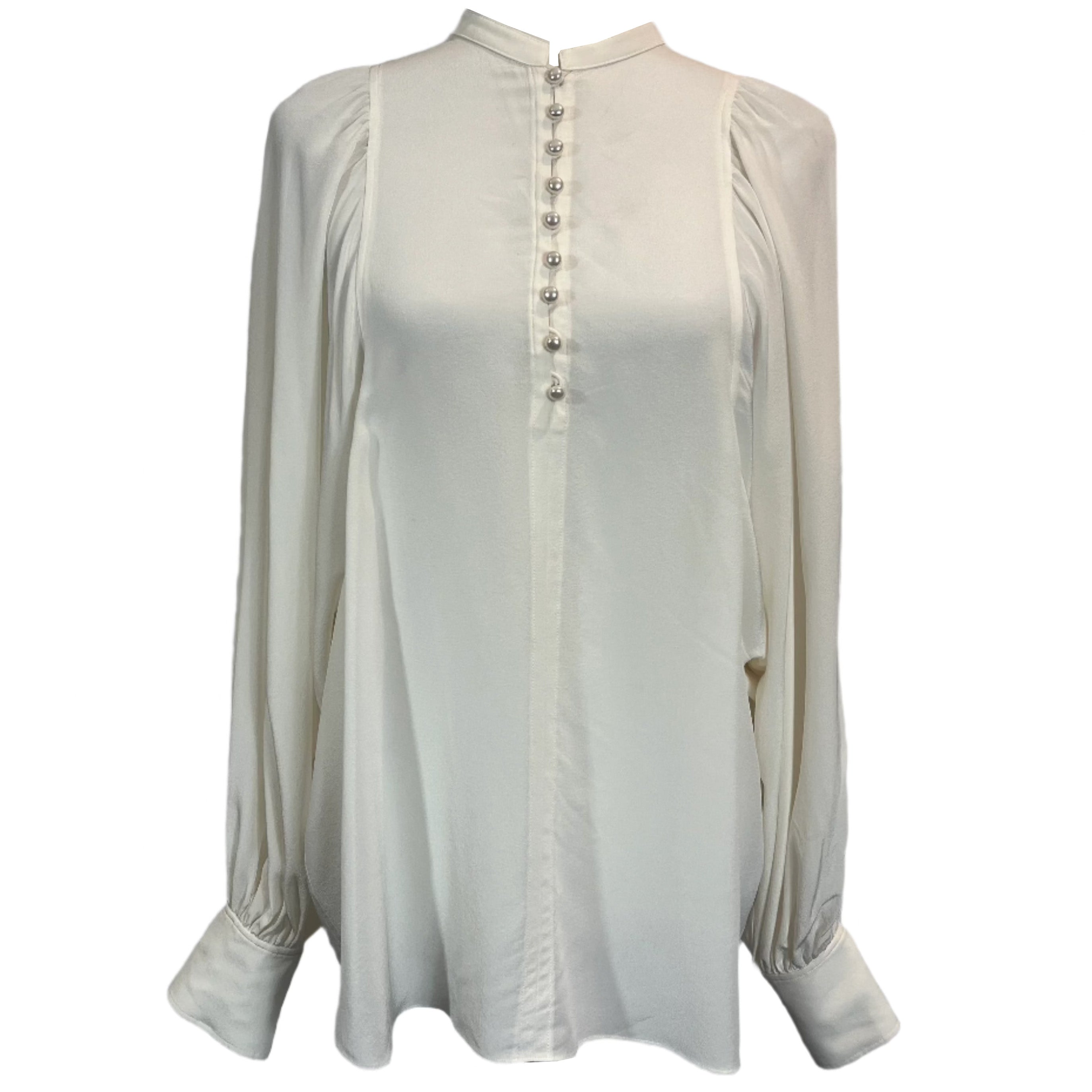 Joseph Cream Washed Silk Balloon Sleeve Blouse S