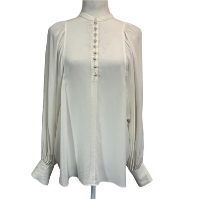 Joseph Cream Washed Silk Balloon Sleeve Blouse S