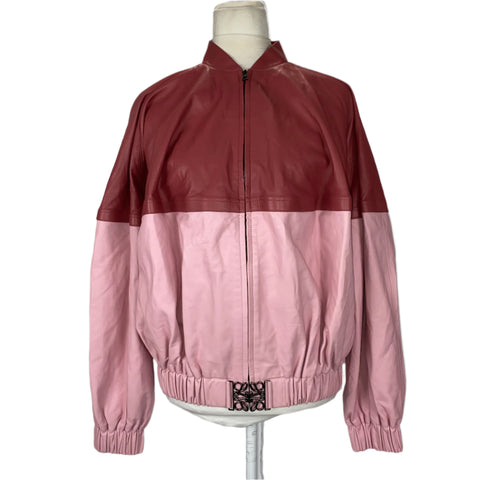 Loewe Brand New Pink & Salmon Lambskin Bomber Jacket XS/S/M