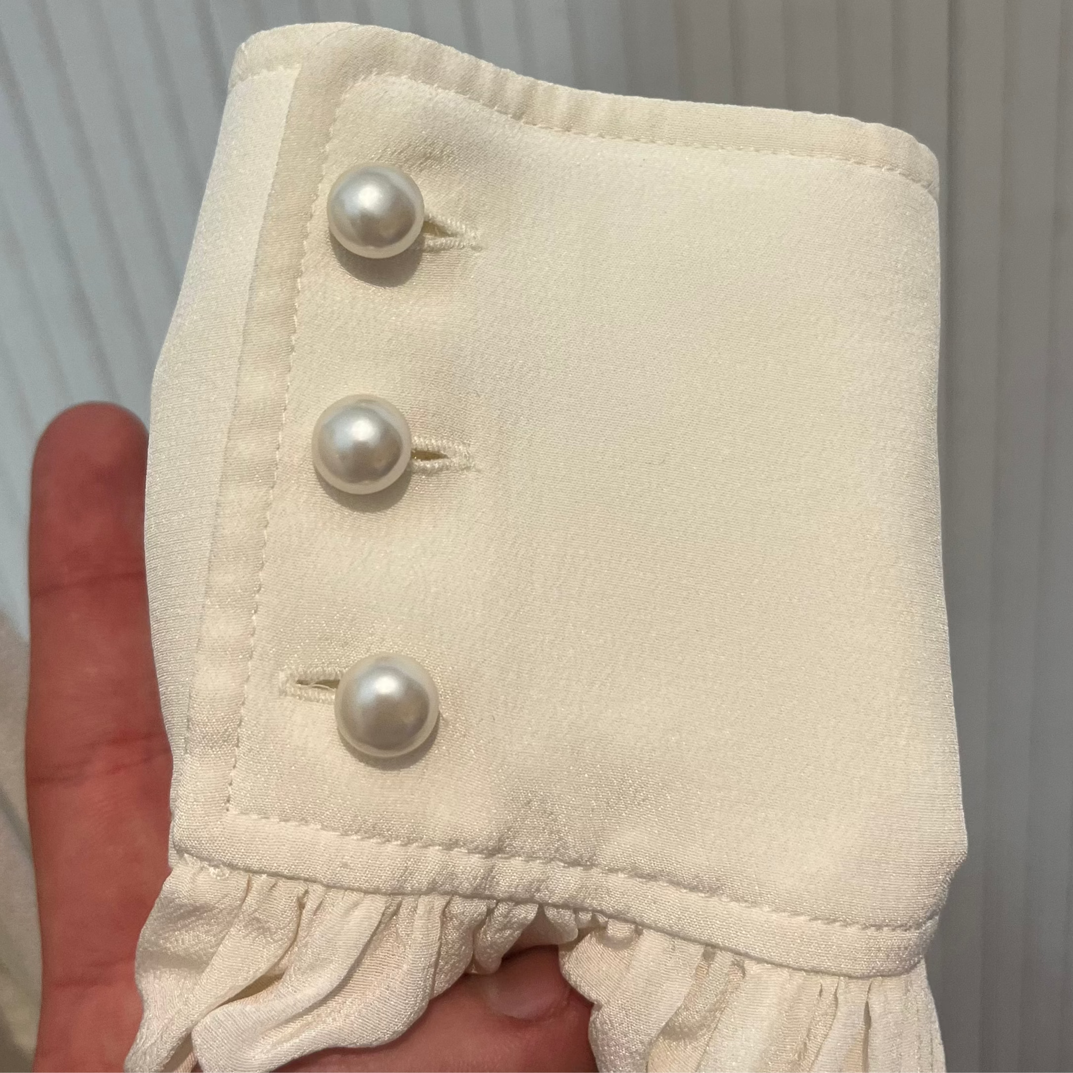 Joseph Cream Washed Silk Balloon Sleeve Blouse S