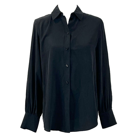 Joseph_Brand New Black Bene Longline Silk Shirt_F36