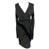 Balenciaga Black & Cream Spotty Silky Jersey Wrap Dress XS