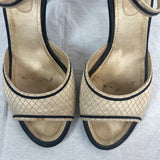 Chanel Quilted Oyster Silk Open Toe Sandals 40.5