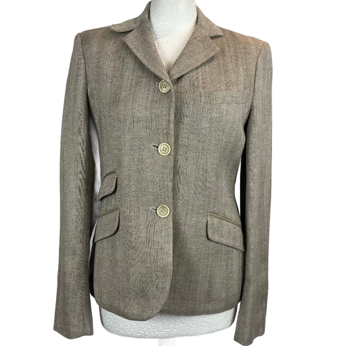 Loro Piana Camel Herringbone Linen & Silk Jacket S