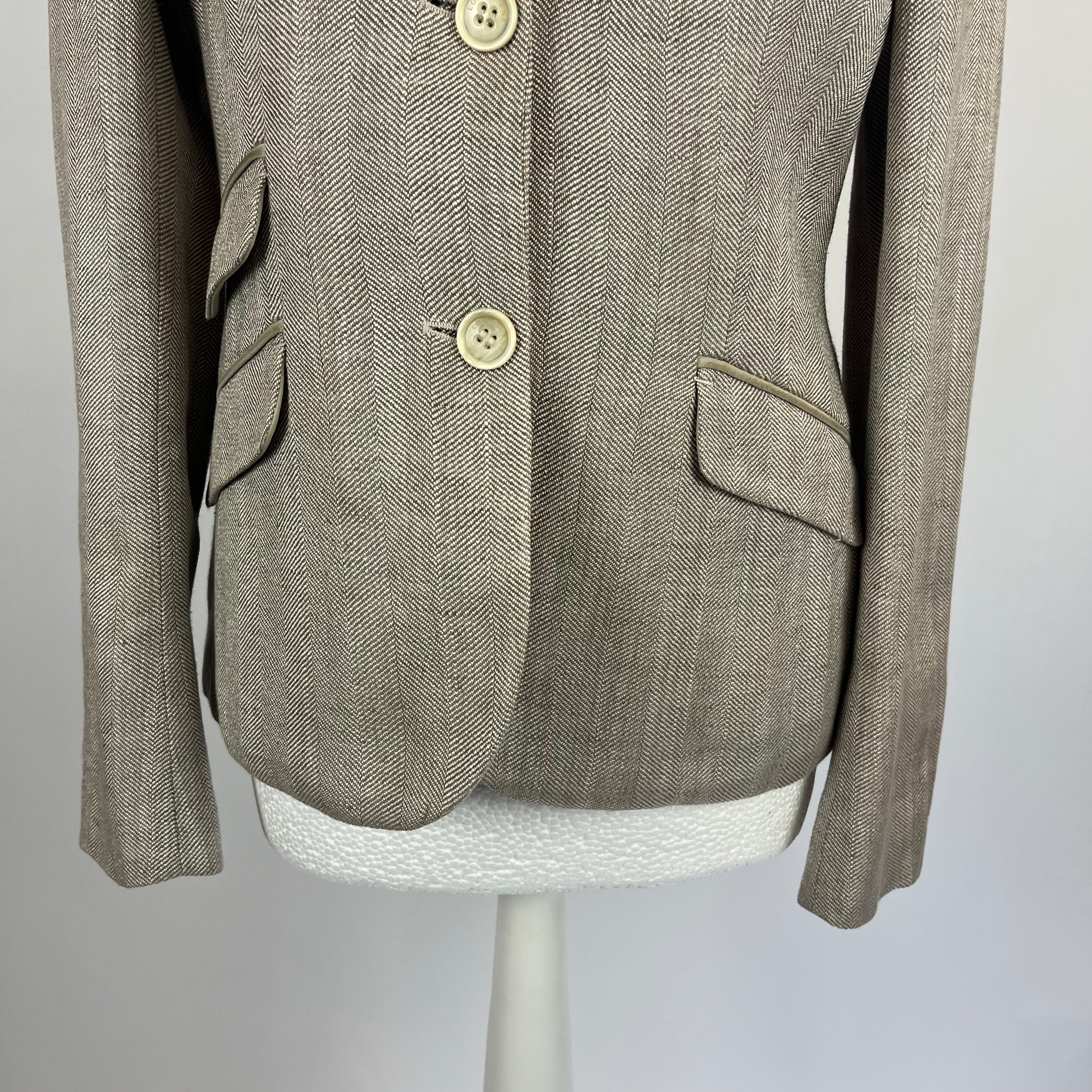 Loro Piana Limestone Herringbone Linen & Silk Jacket S