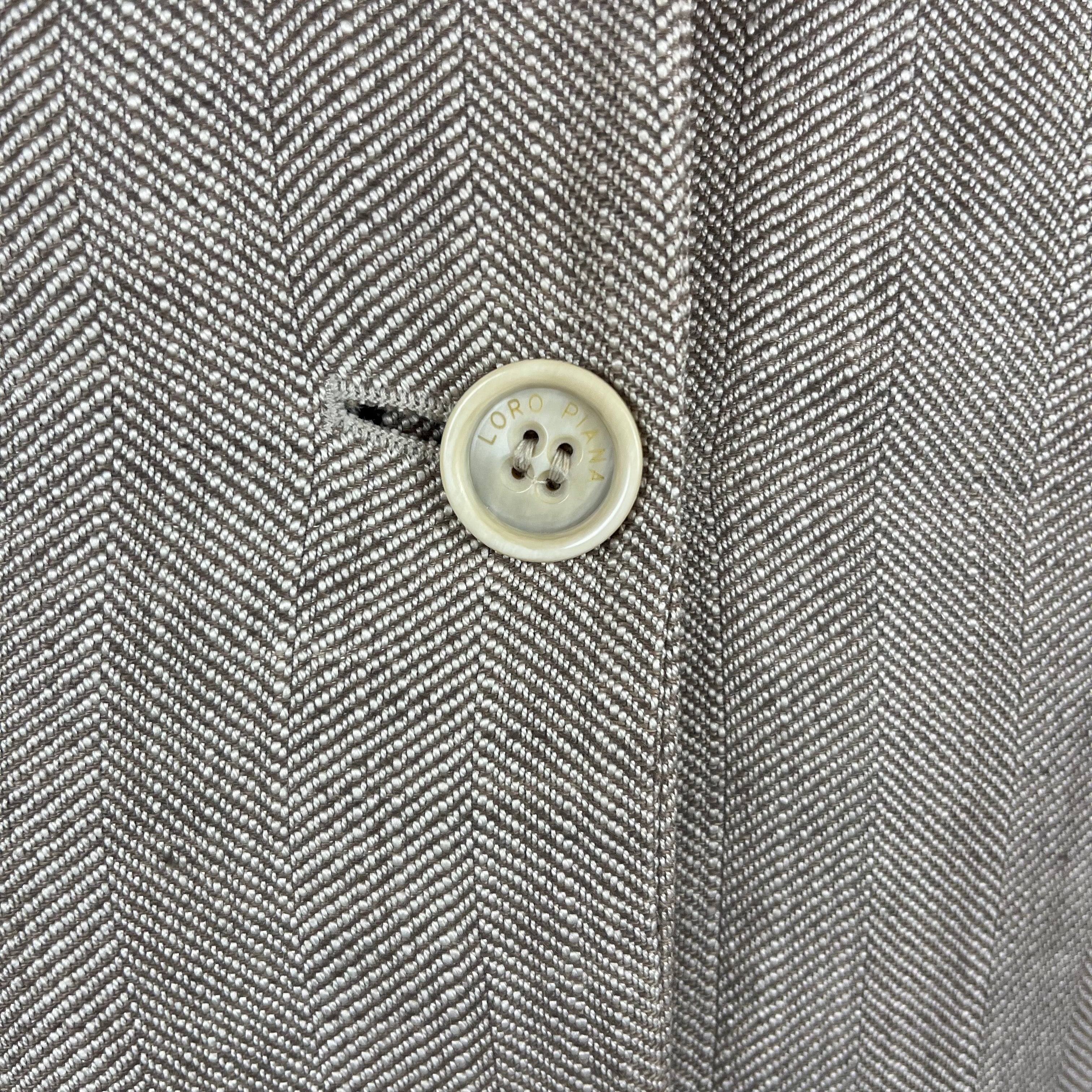 Loro Piana Limestone Herringbone Linen & Silk Jacket S