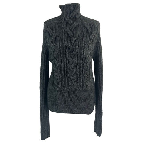 Yohji Yamamoto Grey Cable Knit Wool & Mohair Sweater S