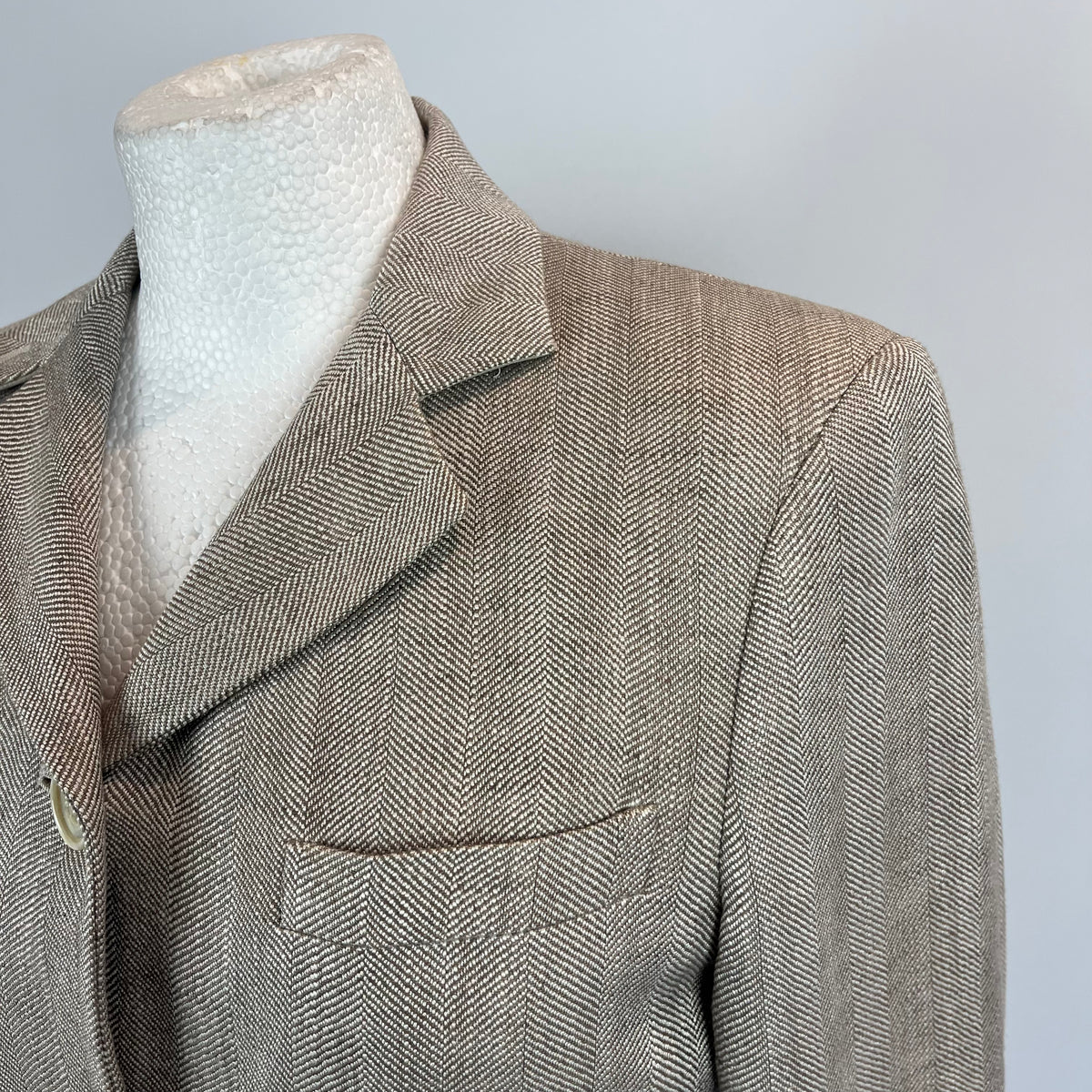 Loro Piana Camel Herringbone Linen & Silk Jacket S